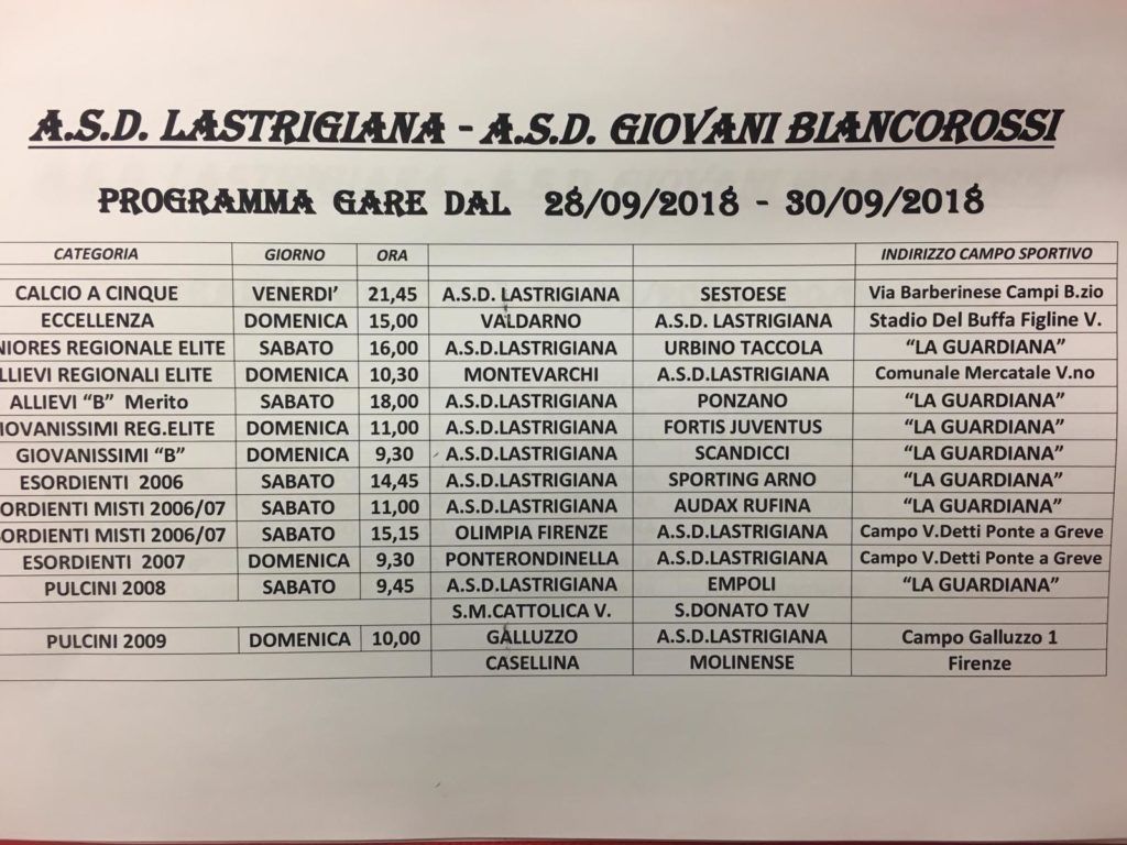 Programma Lastrigiana 28-09