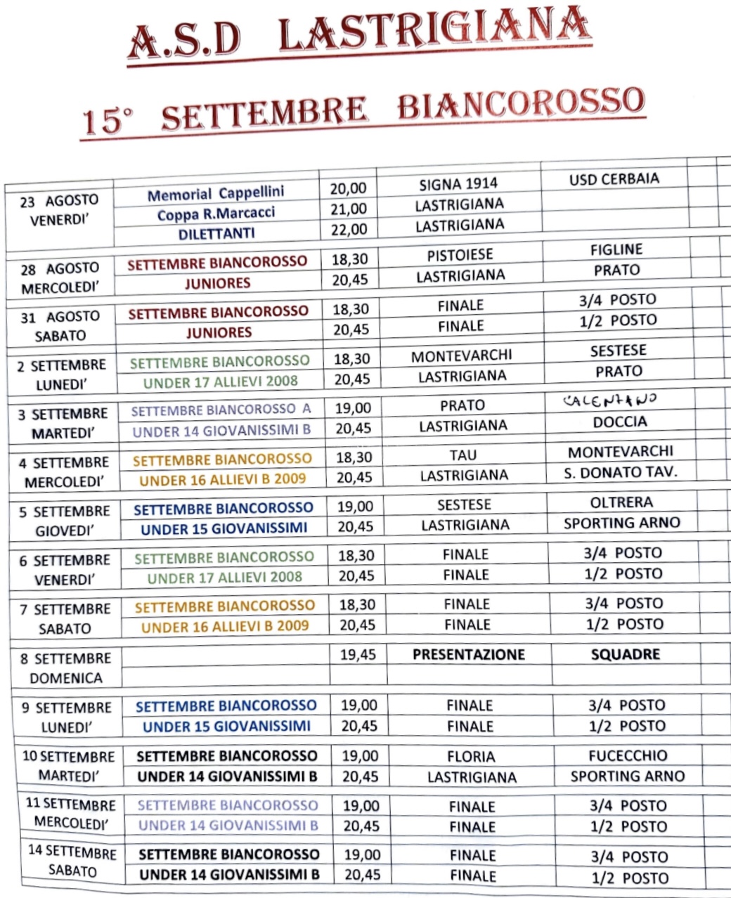 PROGRAMMA SETTEMBRE BIANCOROSSO